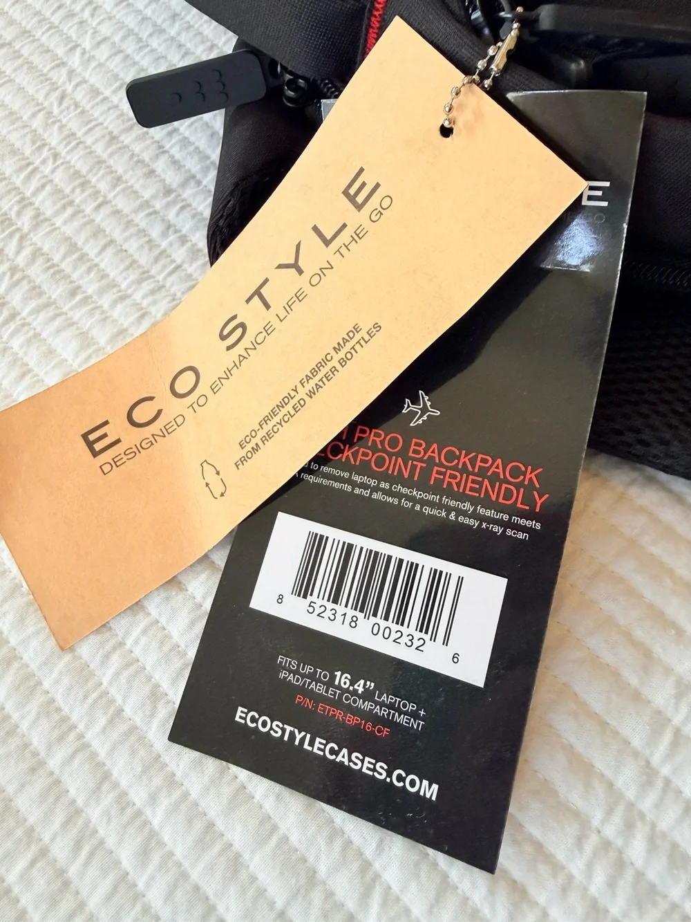 NWT ECO STYLE Tech Pro Checkpoint Friendly Laptop Backpack Black